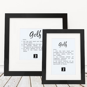 Golf Gifts - Definitions of Golf - Framed Print. Gifts for Golfers.