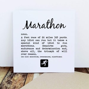 Marathon Definition - Marathon Card. Marathon Card, Marathon Runner Card, Running Card, Runner Card, Running Cards, Funny Marathon Card.