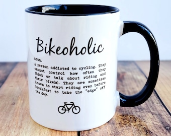 Cycling Gifts - Bikeoholic Mug - Bike Gifts, Cyclist Birthday, Mountain Bike Gift, Cycling Mug, Cycling Gifts for Men, Gift for Cyclist