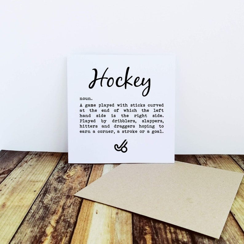 Hockey Definition Hockey Greetings Card Card for Hockey Etsy