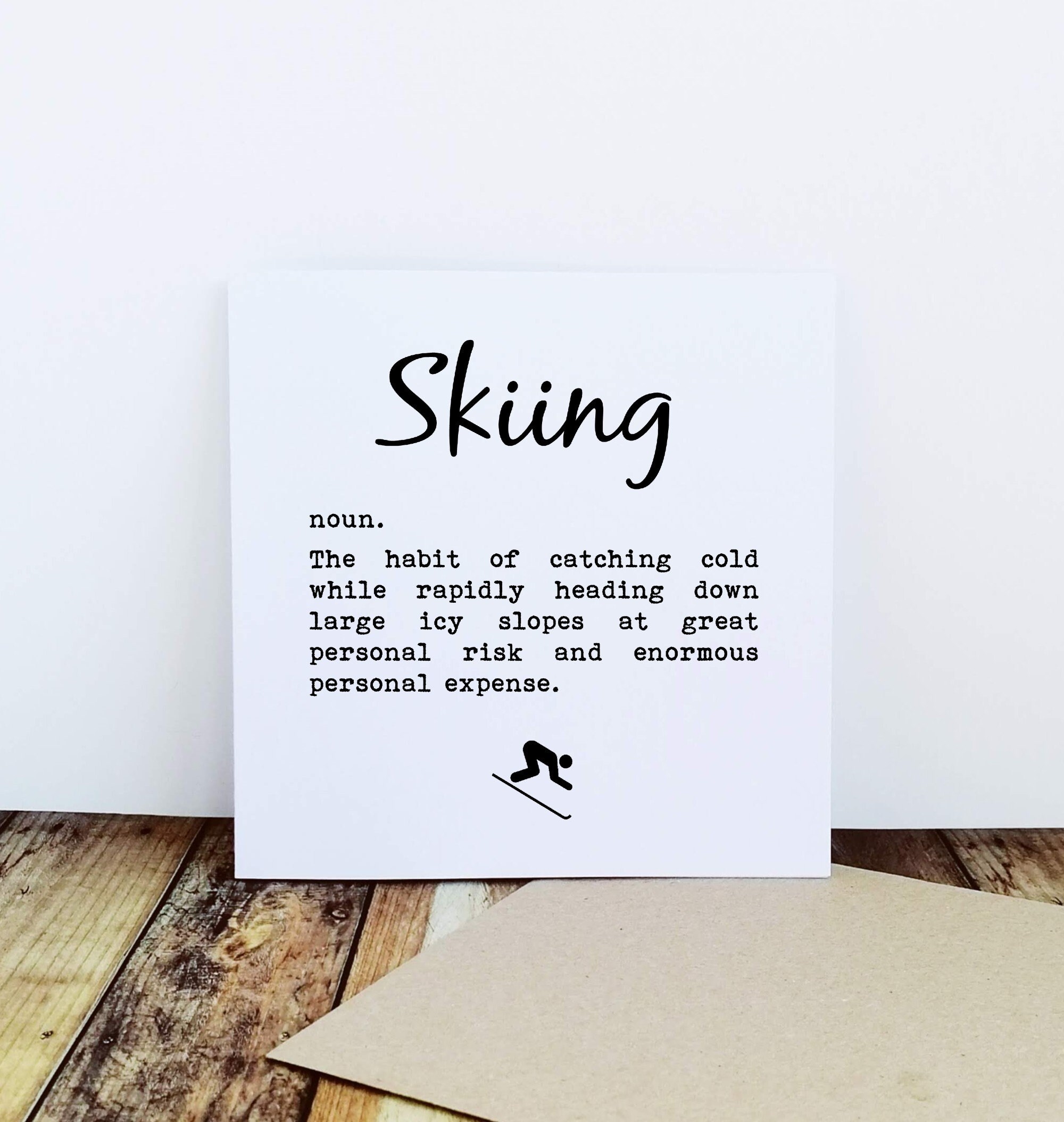 Skiing Definition Skiing Card Funny skiing. Ski Card Card Etsy