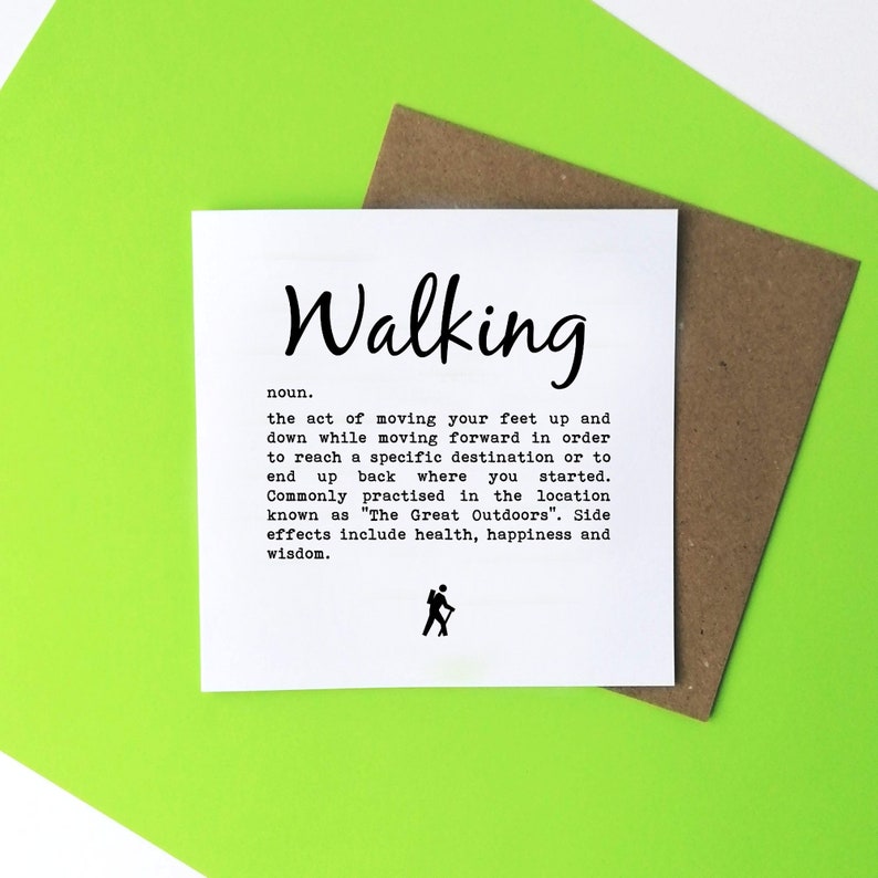 Walking Card Walking Definition. Walkers Card Hiking Card Etsy