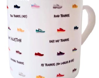 Running Mug – A Runners Shoe Collection – Funny Gift for Runners, Runner Birthday Present, Marathon Gift, Running Trainer Gift for Women