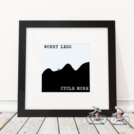 Buy Cycling Gifts Worry Less Cycle More Framed Cycling Art