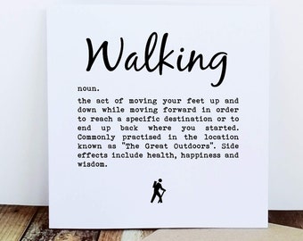 Tarjeta para caminar: definición para caminar. Tarjeta Walkers, Tarjeta de senderismo, Tarjeta Rambler, Tarjeta para Ramblers, Tarjeta de felicitación de excursionista, Tarjeta de excursionista, Wanderlust
