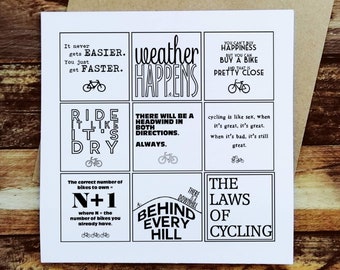 Cycling Card – Laws of Cycling – Funny Cycling Gift, Cyclist Birthday Card, Bike Card, Gift for Cyclist, Cycling Card for Men