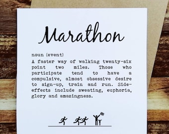 Marathon Card – Marathon Definition – Funny Gift for Runners, Marathon Runner Card, Half Marathon Card, Gift for Marathon Runner