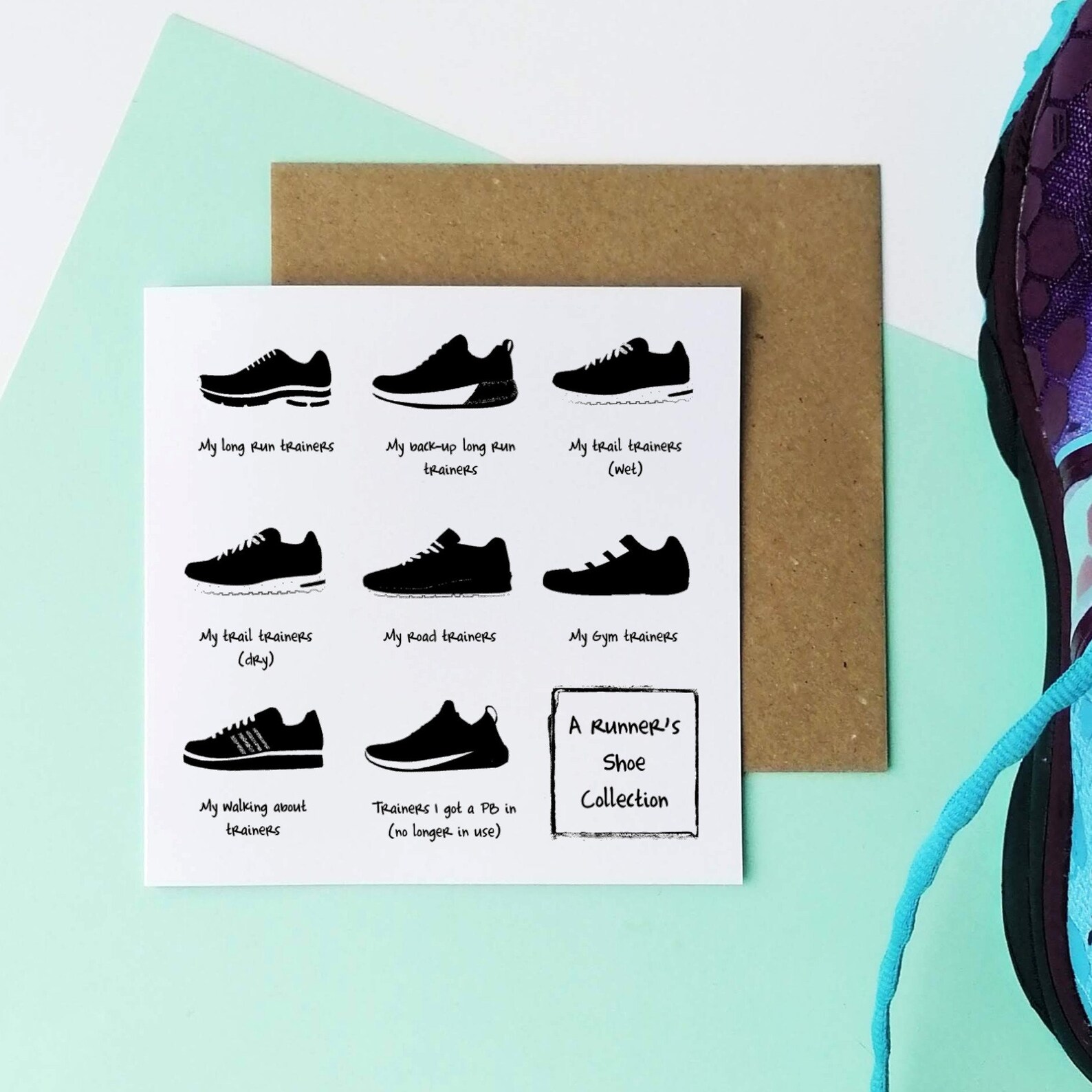 A Runner's Shoe Collection Running Card Runner Card Etsy UK