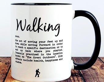 Walking Mug – Walking Definition – Funny Gift for Walkers, Hiker Birthday Present, Rambler Gift, Gift for Hikers, Countryside Walking Gift