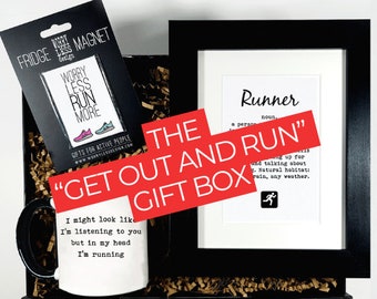 Running Gifts - The "Get Out and RUN" Gift Box. Runners Gifts - Running Gifts for Men and Women - Runners Gift Box