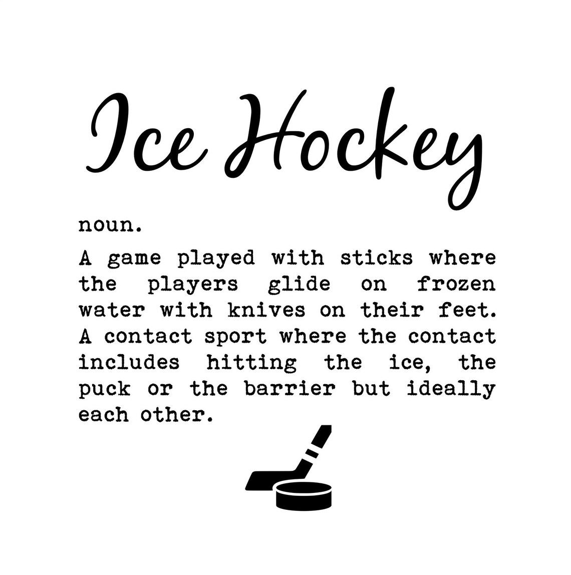 Ice Hockey Gifts Ice Hockey Definition Framed Print. Etsy UK