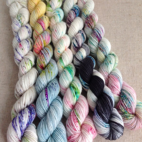 Skinny Minis - Set of 5 x 20g Mini Skeins - Merino/Nylon Sock