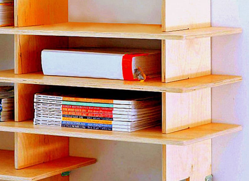 Wooden Builtin Bookcase Easy and Fun to Assemble G.nus Etsy