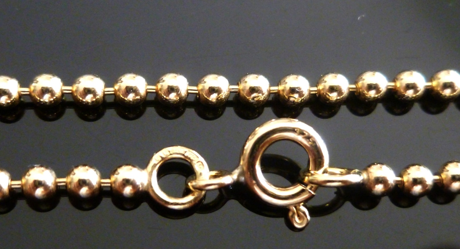 9ct Solid Yellow Gold Bead Ball Chain Necklace 2.2mm 16 Etsy