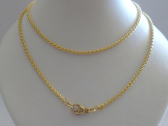 Gold Braided Wheat Rope Chain Necklace 