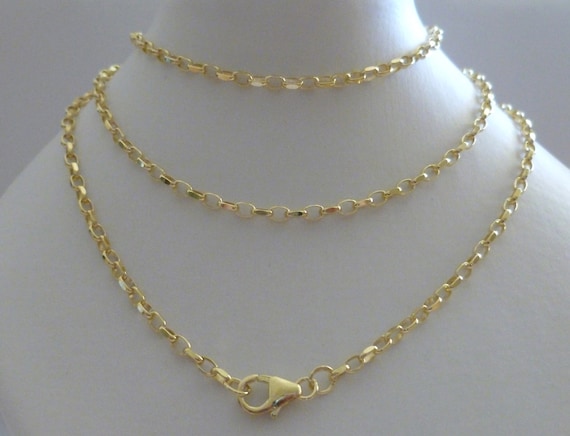 9K GOLD FILLED 2mm Round BELCHER CHAIN RING LINK SOLID NECKLACE for Pendant 45cm