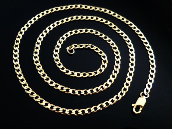 34UKD Solid 9ct 375 Yellow Gold Diamond Cut Flat 1mm Curb Chain