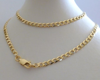 375 9ct Yellow Gold Flat Curb Chain Necklace 16" 18" 20" 22" 24" Hallmarked