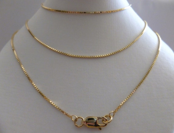 18K Solid Gold Box Chain 18ct Yellow 