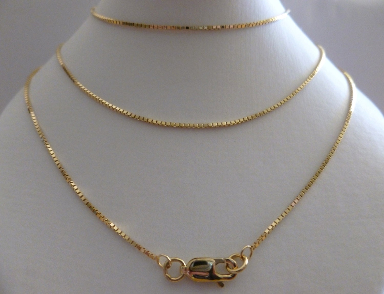 18K Solid Gold Box Chain 18ct Yellow 