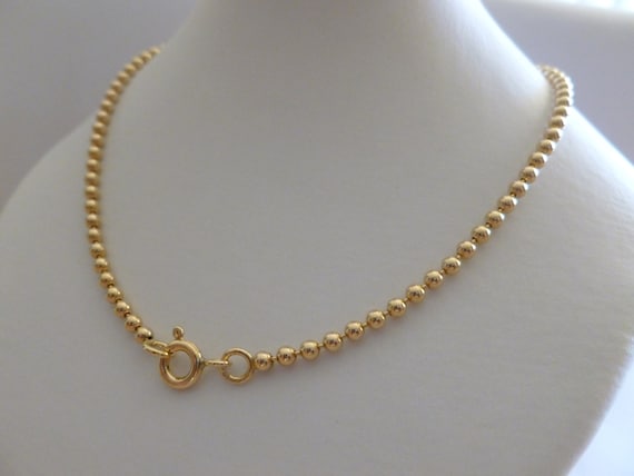 9ct Solid Yellow Gold Bead Ball Chain 