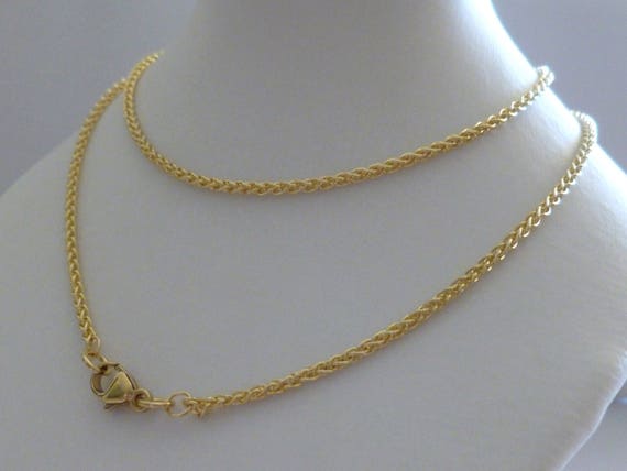 18k Gold Braided Wheat Rope Chain 