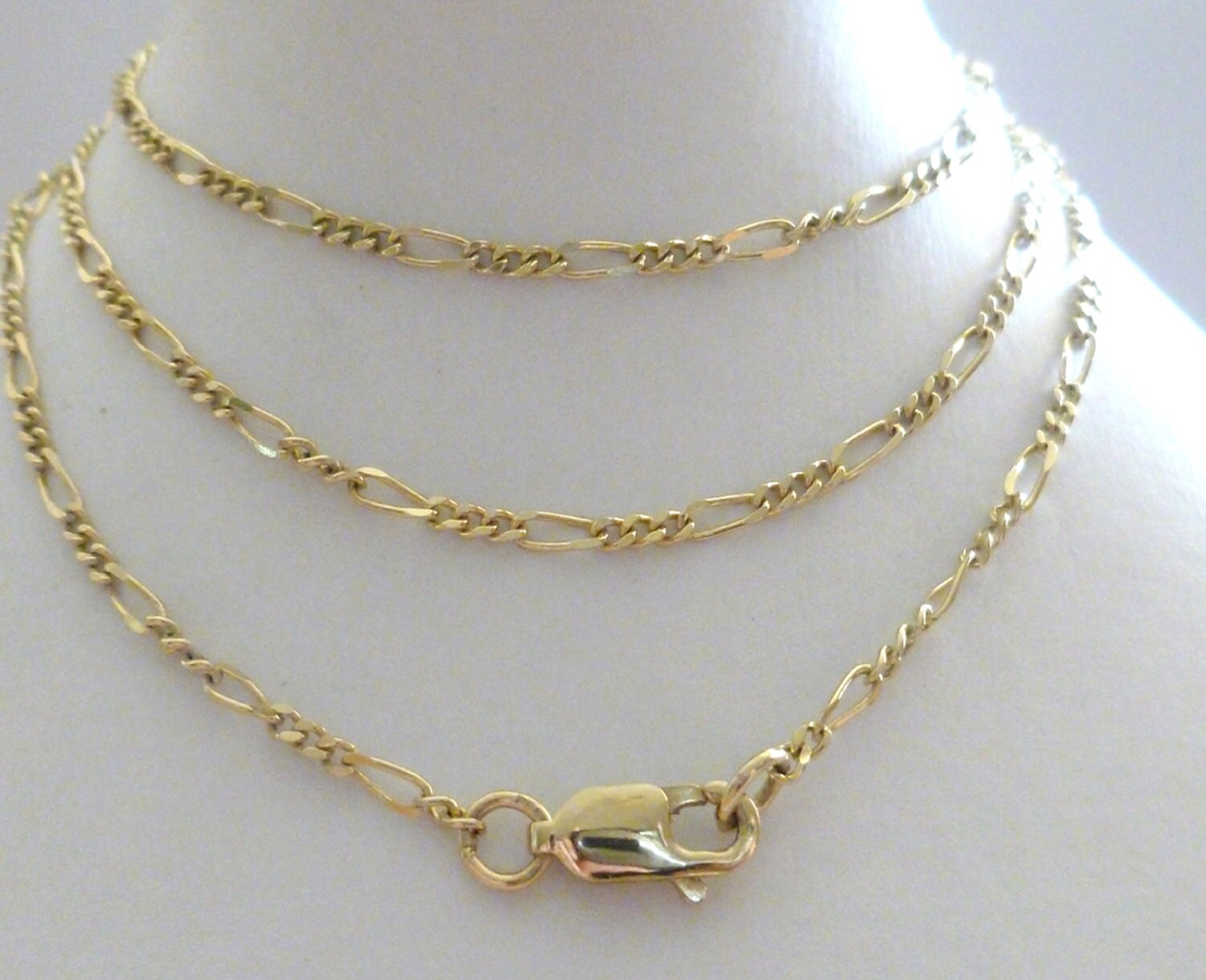 Gold Figaro Chain 10k 9k 375 Solid Gold 