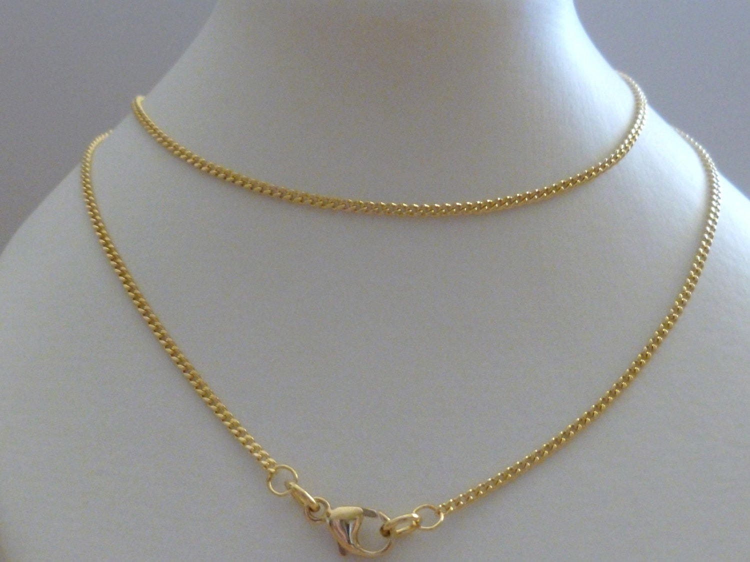 18k Solid Gold Curb Chain Fine Link 