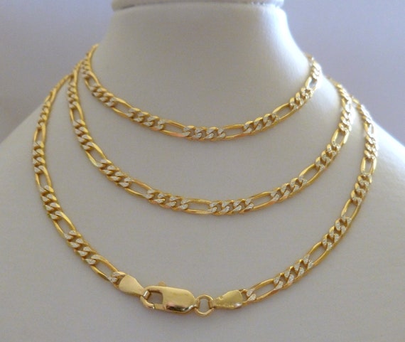 9ct Yellow Gold Necklace Figaro 4mm Chain Link