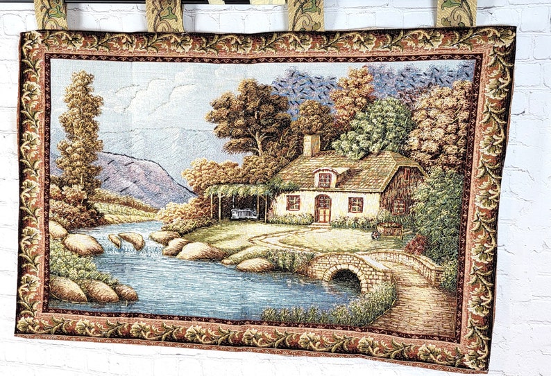 Handmade Wall Hanging Tapestry Gobelin Tapestry, Colorful Beaded Embroidered, Size 39 X 29.5 In