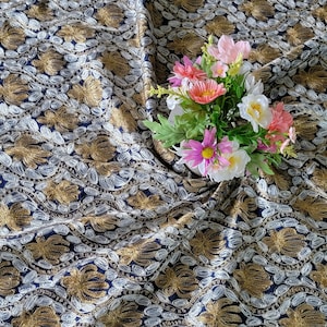 Tablecloth blue Linen with 4 Napkins ,for square Tables .oriental Style,Hand Embroidered Silk Thread. Size 45 X 38 in. gift for her.