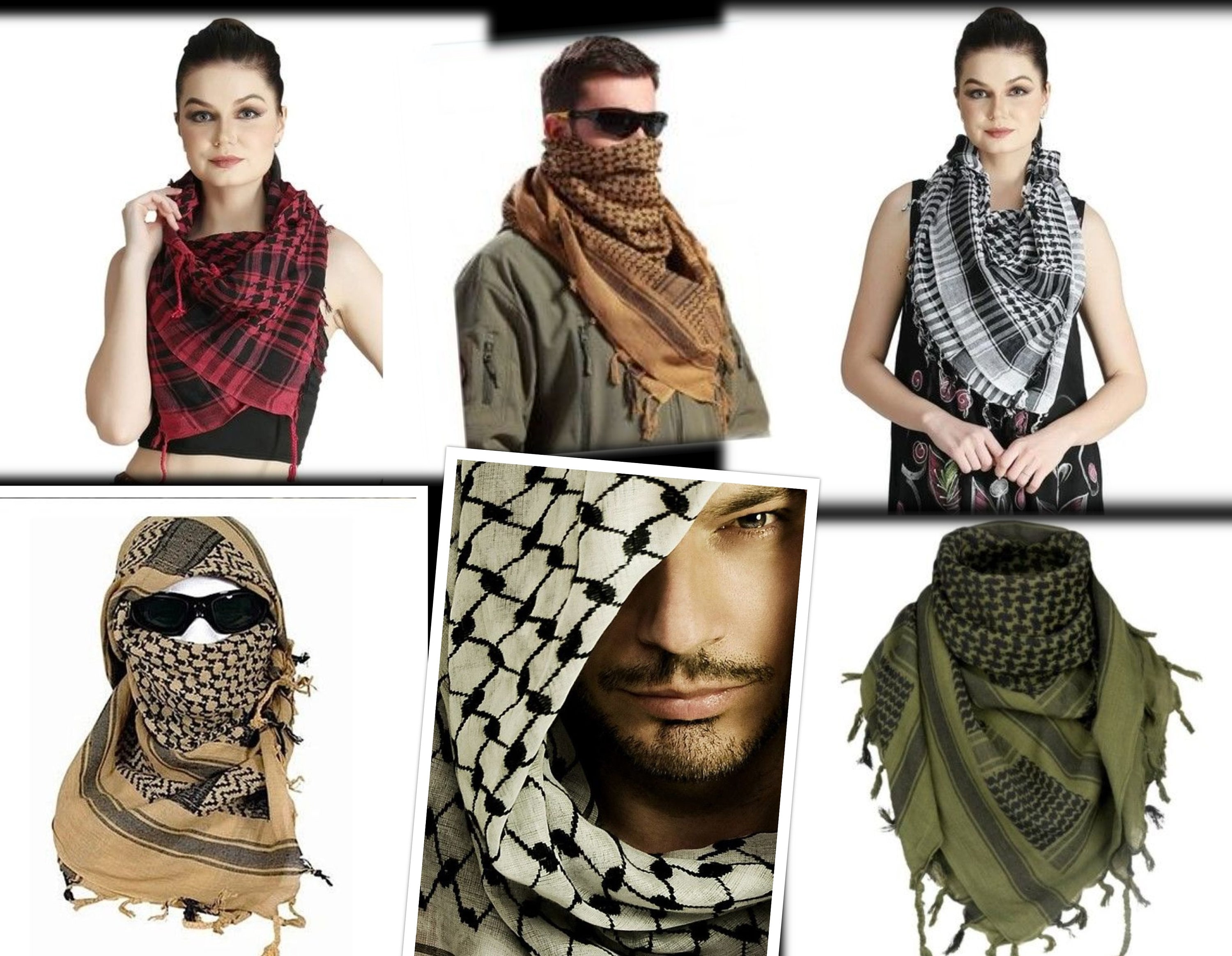  IPENNY Shemagh Scarf 100% Cotton Arab Desert Keffiyeh