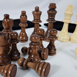 32 PCS Replace Wooden Carved Chess Pieces Hand Crafted Set Large 49mm   **！
