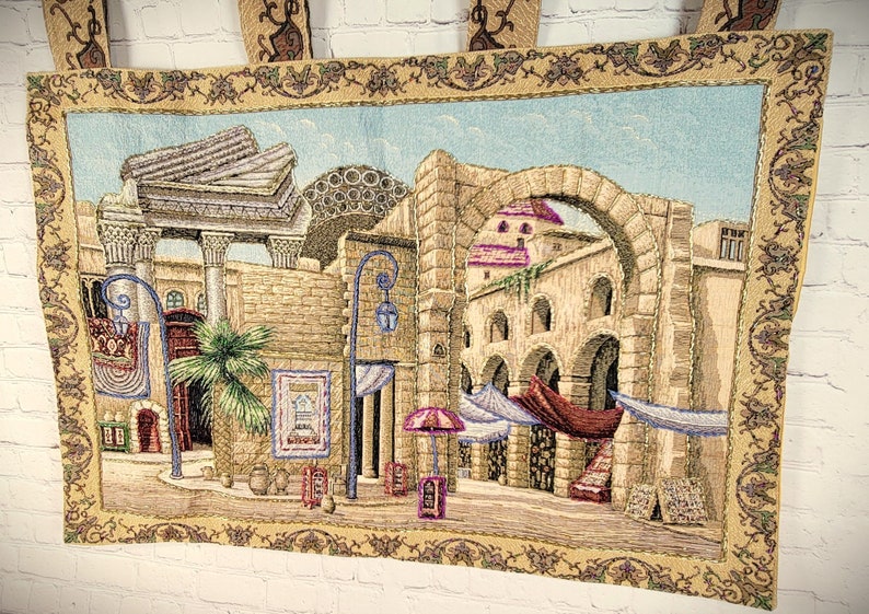 Handmade Wall Hanging Tapestry Gobelin Tapestry, Colorful Beaded Embroidered, Size 39 X 29.5 In