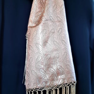 Vintage silk shawl , made of Gold, and natural Silk Threads , Damask Brocade .It can be used as table runner 59 x 16 in,
