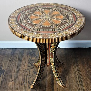 Wooden Mosaic coffee Table,Side Tables. Made of Mother of pearl. Size H 20.5 X (18x18) IN Top. Luxurious Furniture piece. Christmas Gift .