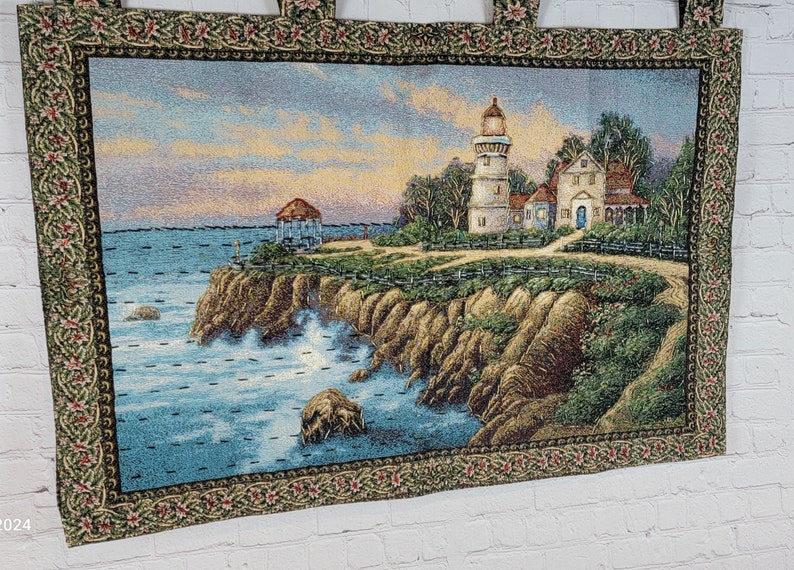 Handmade Wall Hanging Tapestry Gobelin Tapestry, Colorful Beaded Embroidered, Size 39 X 29.5 In