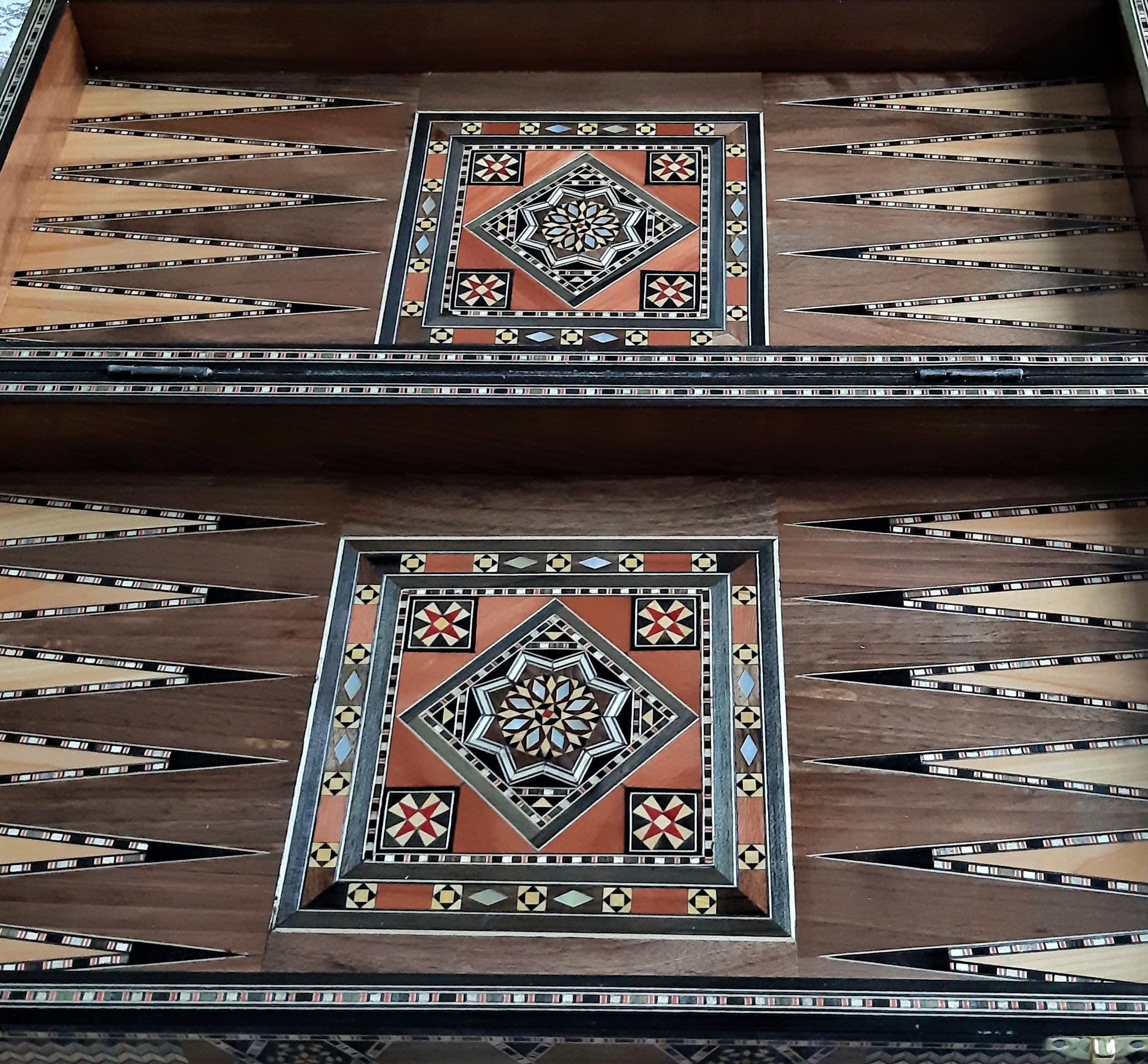 Large Size Backgammon Checkers Chess Set .mosaic Inlaid | Etsy