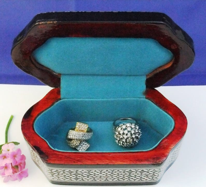 Unique Wedding Ring Holder Mosaic Box Wood Engagement Ring Etsy