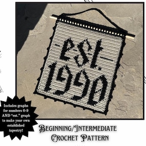 Ye Olde Numbers Crochet Tapestry Pattern / Color block / Written / Instructions / .pdf