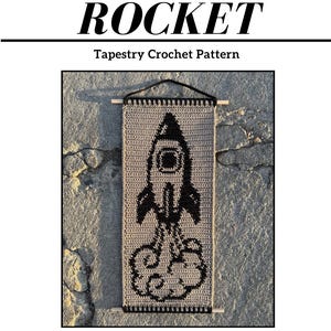 Schema per arazzo all'uncinetto Rocket / Blocco di colore / Scritto / Istruzioni / .pdf