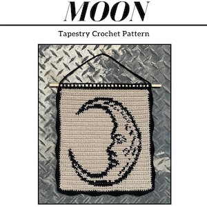 Moon Crochet Tapestry Pattern / Color Block / Written / Instructions / .pdf