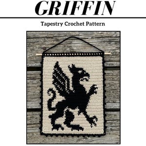 Padrão de tapeçaria de crochê Griffin / Bloco de cores / Escrito / Instruções / .pdf