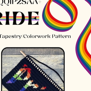 LGBTQIA+ プライド かぎ針編みタペストリー パターン / グラフ / カラー ブロック / 壁掛け手順 / 即時ダウンロード