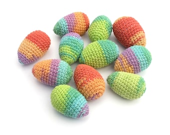 Easter Eggs, Easter Basket Stuffers, Spring Table Ornament, Rainbow Crochet Eggs, Wedding Centerpiece, Party Decoration, Party Favors