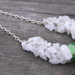 Necklace with green agate and white quartze, for her, original necklace, gemstones, for her, white green, bulky, agate quartze, gift,OOAK zdjęcie 4