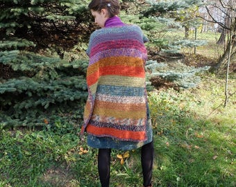 Crochet poncho, Gypsy cape, Colorful wool wrap, Blanket poncho, Boho clothing, Oversized, Bohemian clothing, Hippie clothes, Festival poncho