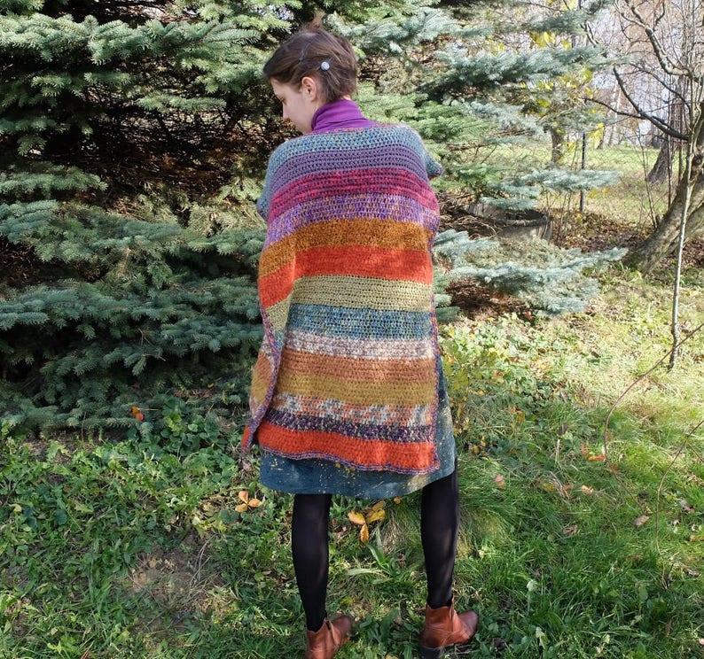 Crochet poncho, Gypsy cape, Colorful wool wrap, Blanket poncho, Boho clothing, Oversized, Bohemian clothing, Hippie clothes, Festival poncho zdjęcie 1