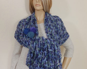 Womans Wrap, Flowers Shawl, Boho Shawl, Crochet Cape, Dressy Cover, Spring Cape, Oversize Neck Warmer, Fishnet Wrap, Openwork, Soft Scarf
