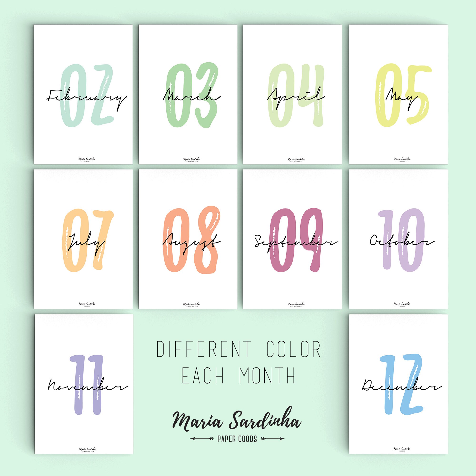 Printable Monthly Dividers Set A5 Printable Dividers - Etsy